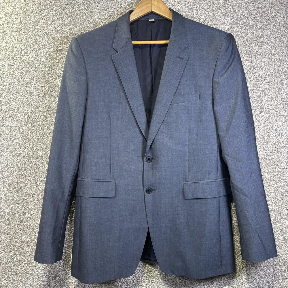 Burberry London Mens 52R Blue Gray 100% Wool Two Button Blazer Sport Coat Italy